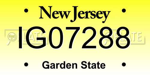 IG07288 New Jersey License Plate