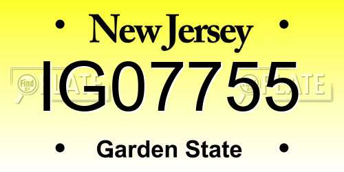 IG07755 New Jersey License Plate