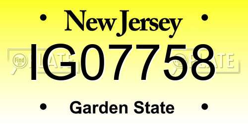 IG07758 New Jersey License Plate