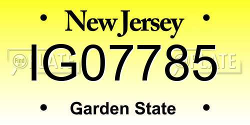 IG07785 New Jersey License Plate