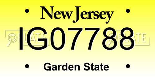 IG07788 New Jersey License Plate