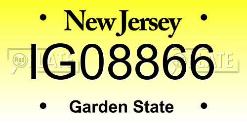 IG08866 New Jersey License Plate