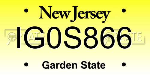 IG0S866 New Jersey License Plate