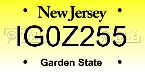 IG0Z255 New Jersey License Plate