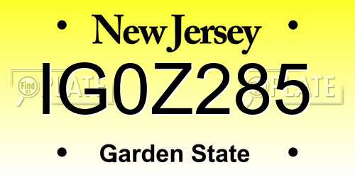 IG0Z285 New Jersey License Plate