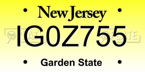 IG0Z755 New Jersey License Plate