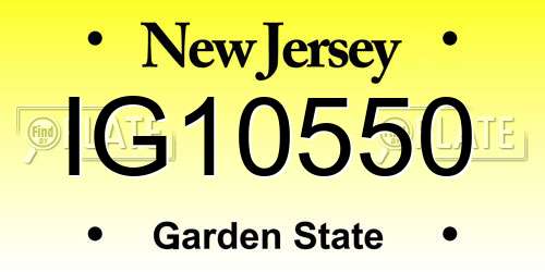 IG10550 New Jersey License Plate