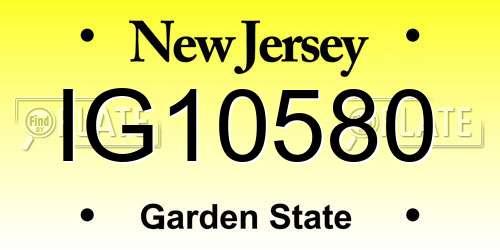 IG10580 New Jersey License Plate