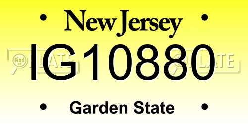 IG10880 New Jersey License Plate