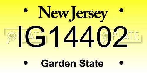 IG14402 New Jersey License Plate