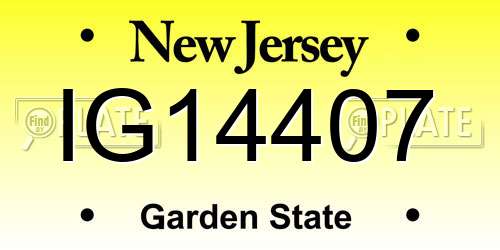 IG14407 New Jersey License Plate
