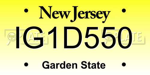 IG1D550 New Jersey License Plate