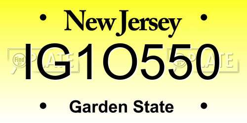 IG1O550 New Jersey License Plate