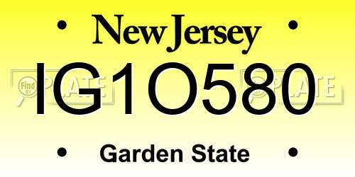 IG1O580 New Jersey License Plate