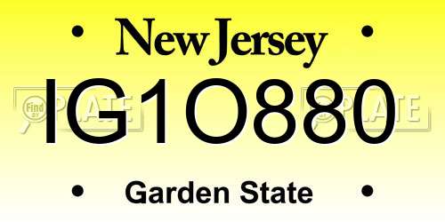 IG1O880 New Jersey License Plate