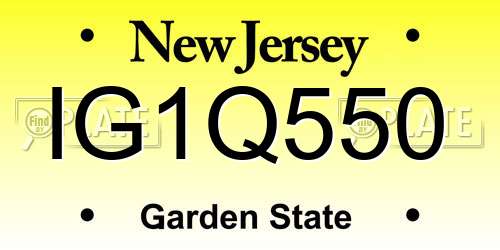 IG1Q550 New Jersey License Plate