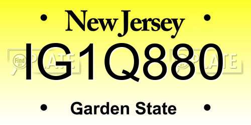 IG1Q880 New Jersey License Plate