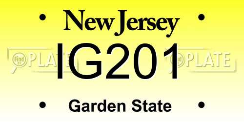 IG201 New Jersey License Plate