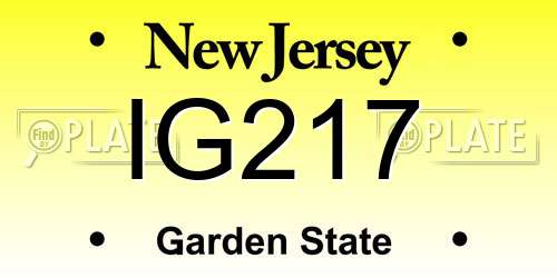 IG217 New Jersey License Plate