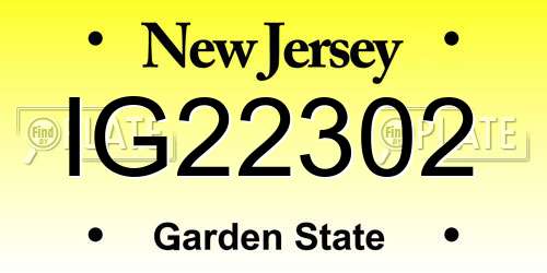 IG22302 New Jersey License Plate