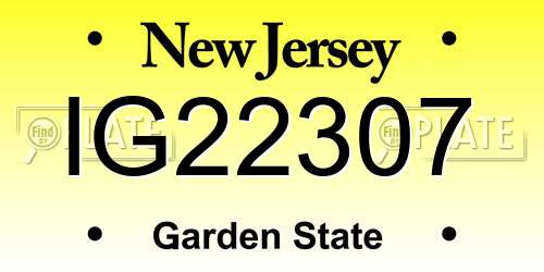 IG22307 New Jersey License Plate