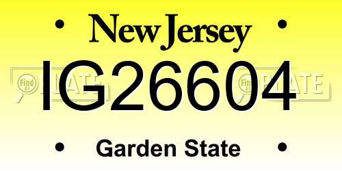 IG26604 New Jersey License Plate