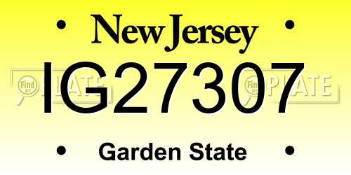 IG27307 New Jersey License Plate