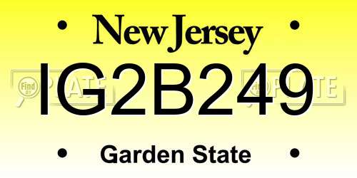 IG2B249 New Jersey License Plate