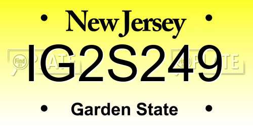 IG2S249 New Jersey License Plate