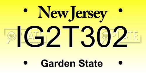 IG2T302 New Jersey License Plate