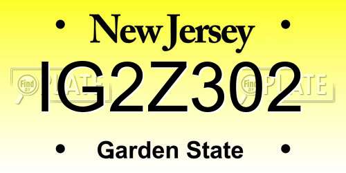 IG2Z302 New Jersey License Plate
