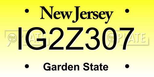 IG2Z307 New Jersey License Plate