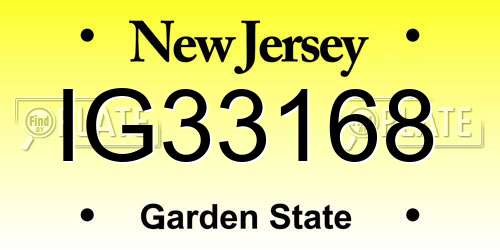 IG33168 New Jersey License Plate