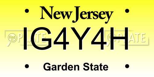 IG4Y4H New Jersey License Plate