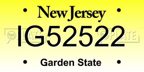 IG52522 New Jersey License Plate