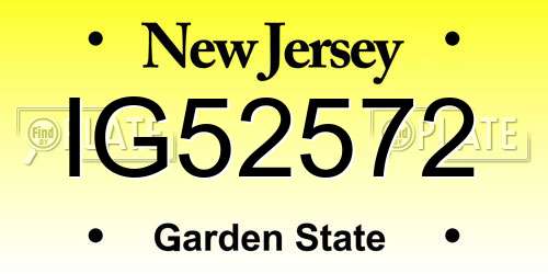 IG52572 New Jersey License Plate