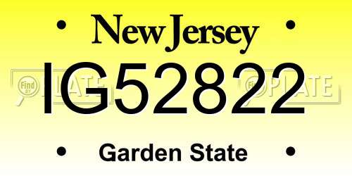 IG52822 New Jersey License Plate