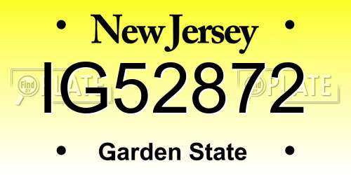 IG52872 New Jersey License Plate
