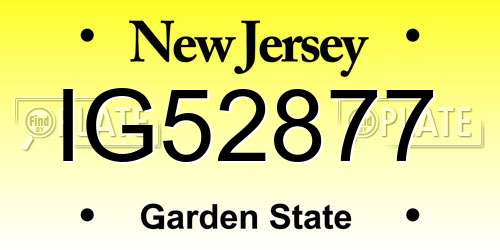 IG52877 New Jersey License Plate