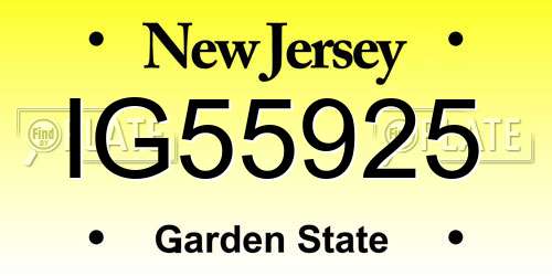 IG55925 New Jersey License Plate