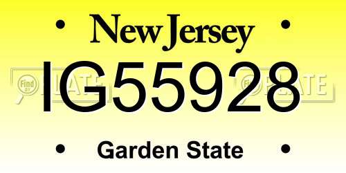 IG55928 New Jersey License Plate