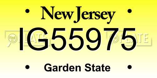 IG55975 New Jersey License Plate