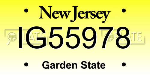 IG55978 New Jersey License Plate