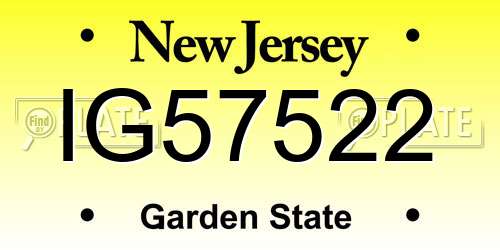 IG57522 New Jersey License Plate