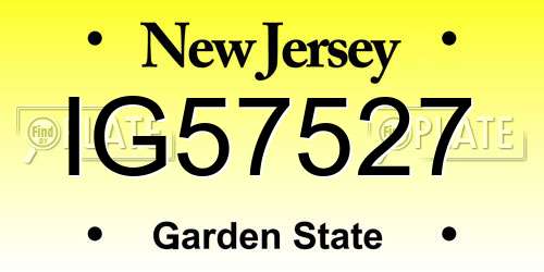 IG57527 New Jersey License Plate