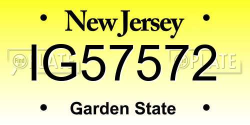 IG57572 New Jersey License Plate