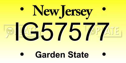 IG57577 New Jersey License Plate