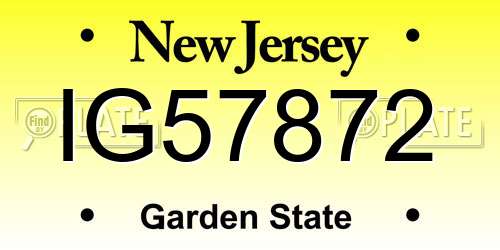 IG57872 New Jersey License Plate
