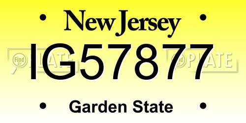 IG57877 New Jersey License Plate