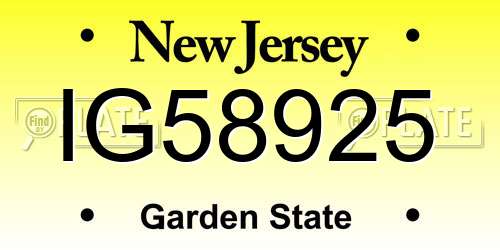 IG58925 New Jersey License Plate